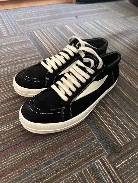 Rick Owen's Black Vintage Temple Suede Low-Top Sneakers